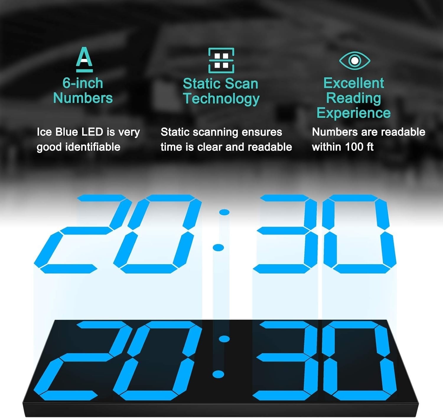 18" LED Wall Clock Blue Display Timer Thermometer Calendar USB Powered
