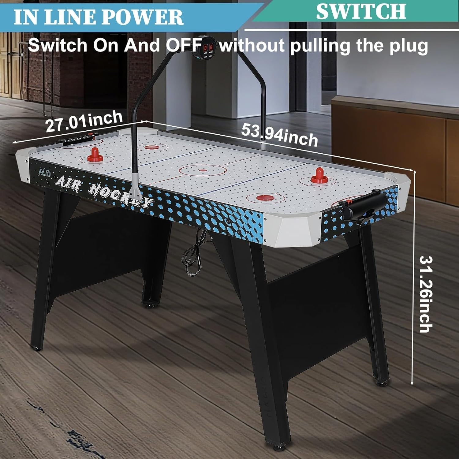 4.5ft Air Hockey Table LED Scoreboard Arcade Indoor Game Compact