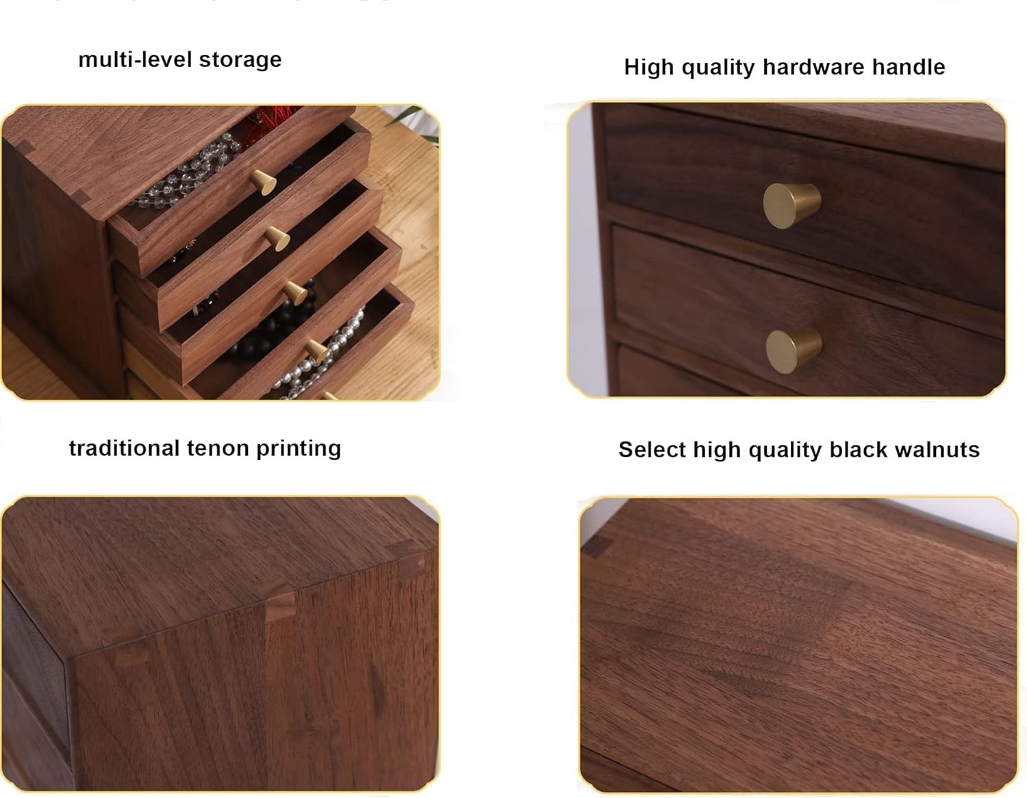 Standing Jewelry Armoire with 5 Drawers Wooden Organizer Retro Style
