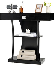 Solid Wood Console Table 46" – Sleek Black Entryway Accent
