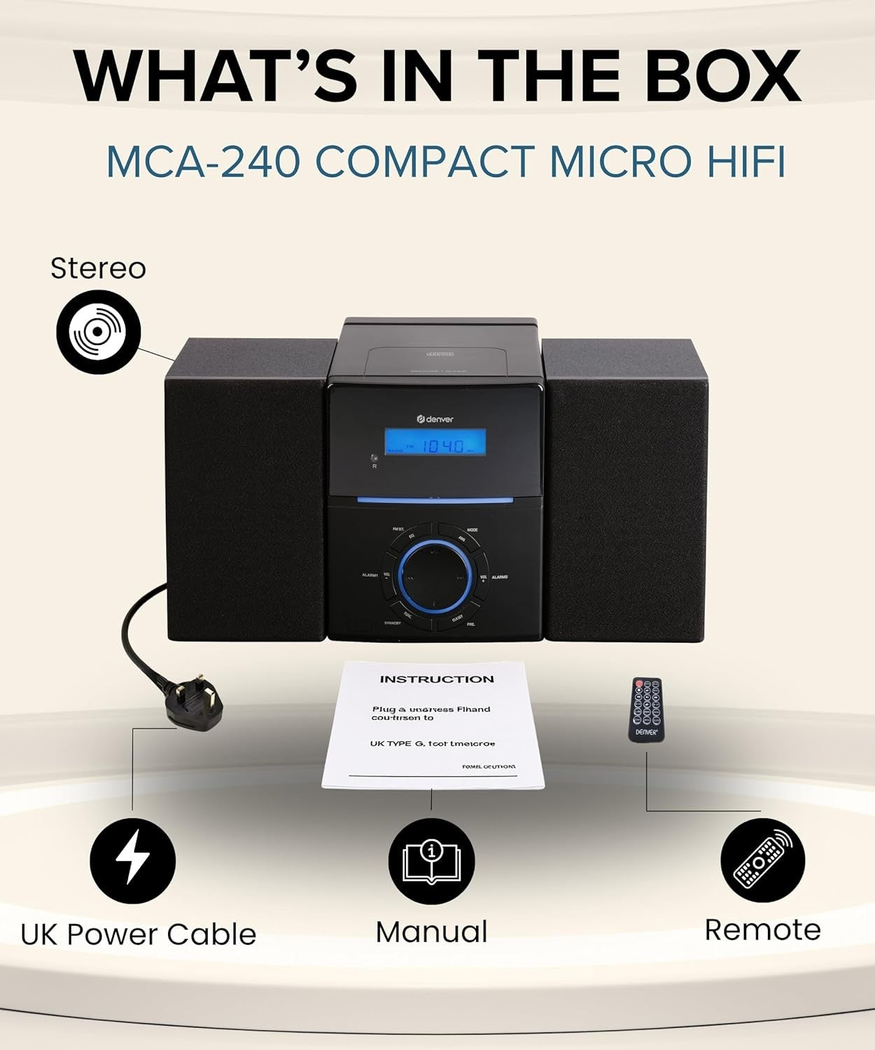 Compact Micro HiFi System CD Player FM Radio Alarm Clock AUX Audio