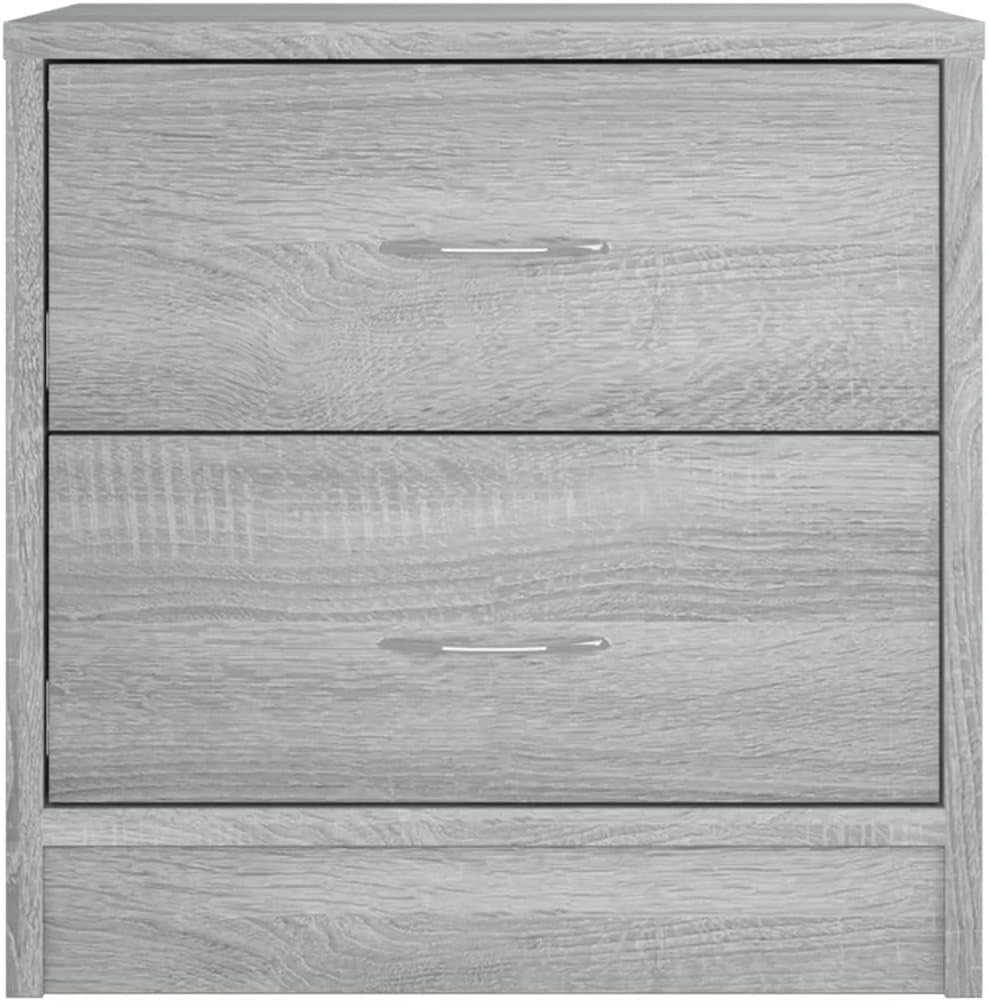 Set of 2 Grey Bedside Tables | 2 Drawer Nightstands Modern Wood Cabinets