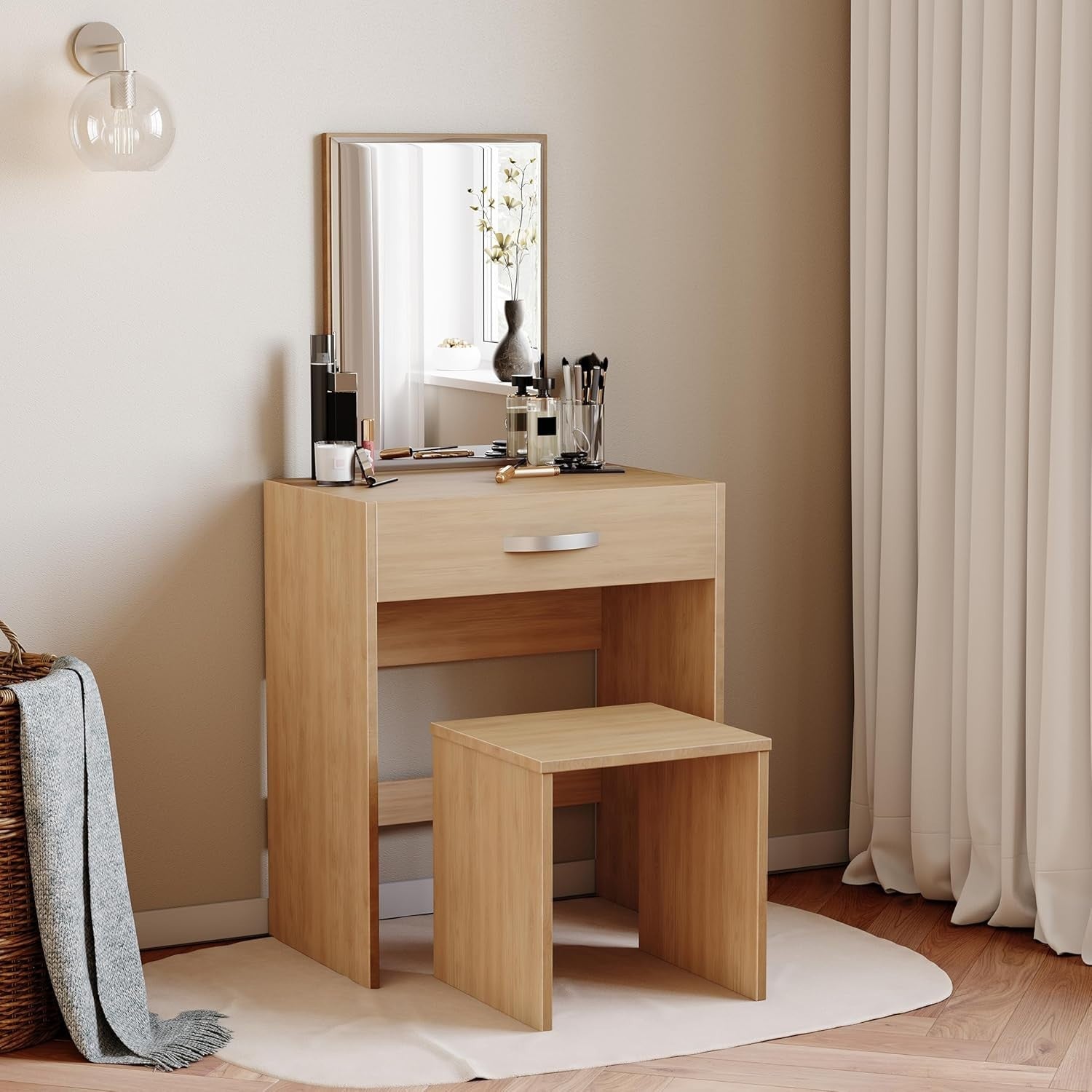 Pine Modern Hallway Storage Bench with Drawer Entryway Shoe Seat Chest