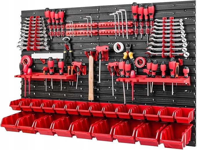 Wall Mounted Tool Peg Board Set Garage Workshop Storage Organizer