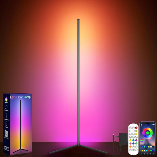 RGB LED Corner Floor Lamp Music Sync App Remote 16M Colours Mood Light