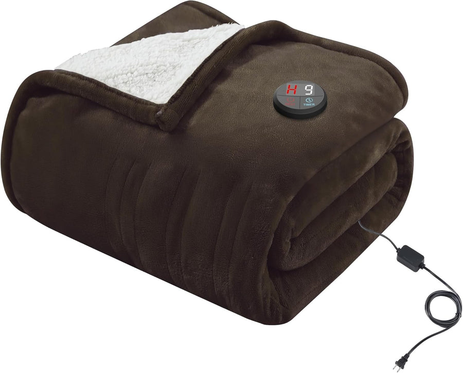 Electric Heated Throw Blanket 130x160cm 10 Heat Levels Auto Off Washable