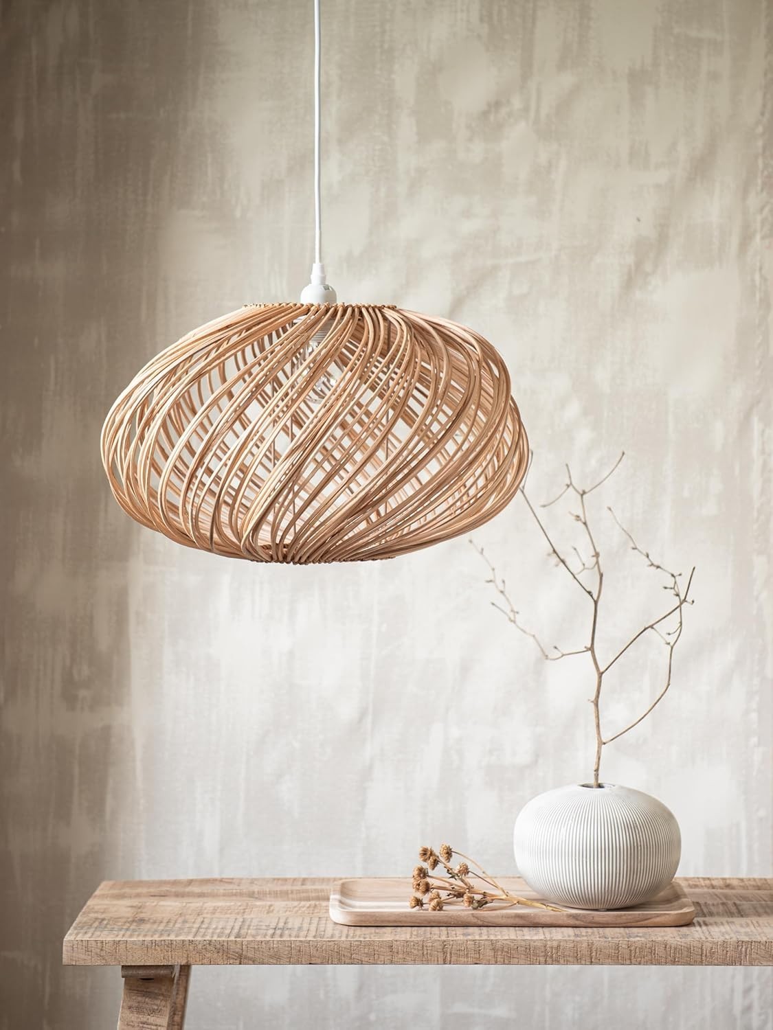 Natural Rattan Lampshade 45cm Boho Wicker Pendant Ceiling Light Shade