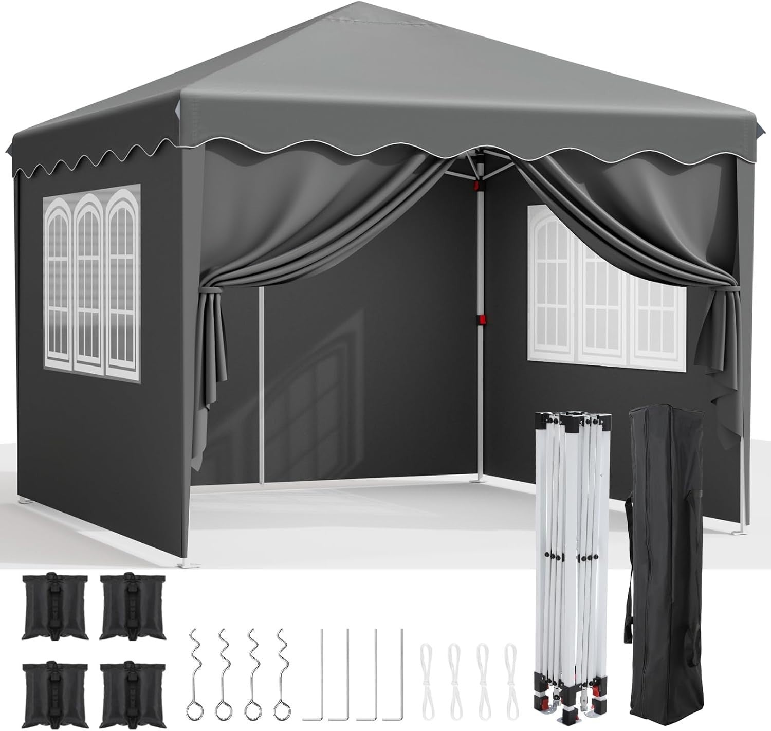 3x3M Pop Up Gazebo With Sides Waterproof Garden Party Tent UV50+ 420D Oxford