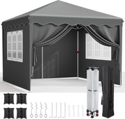 3x3M Pop Up Gazebo With Sides Waterproof Garden Party Tent UV50+ 420D Oxford