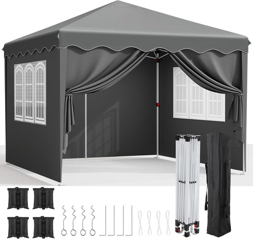 3x3M Pop Up Gazebo With Sides Waterproof Garden Party Tent UV50+ 420D Oxford