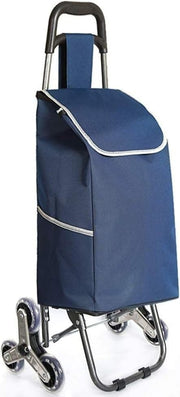 Foldable 6-Wheel Stair Climber Grocery Trolley 30L Waterproof Oxford Cart Blue