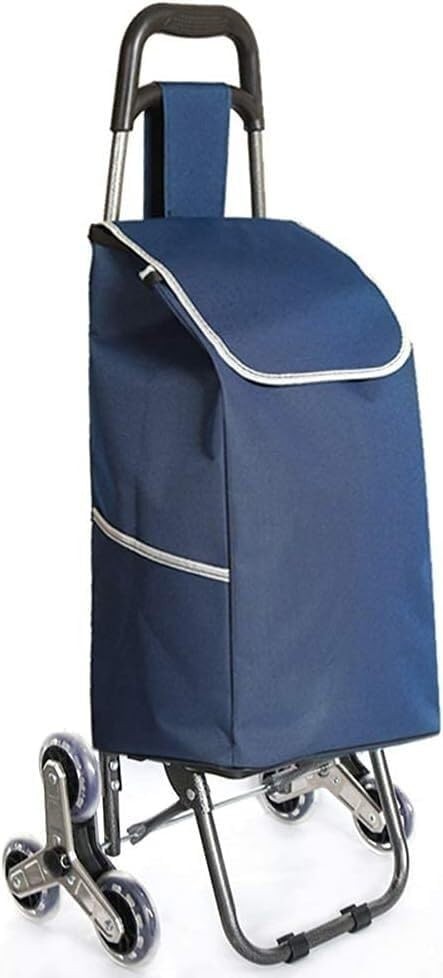 Foldable 6-Wheel Stair Climber Grocery Trolley 30L Waterproof Oxford Cart Blue