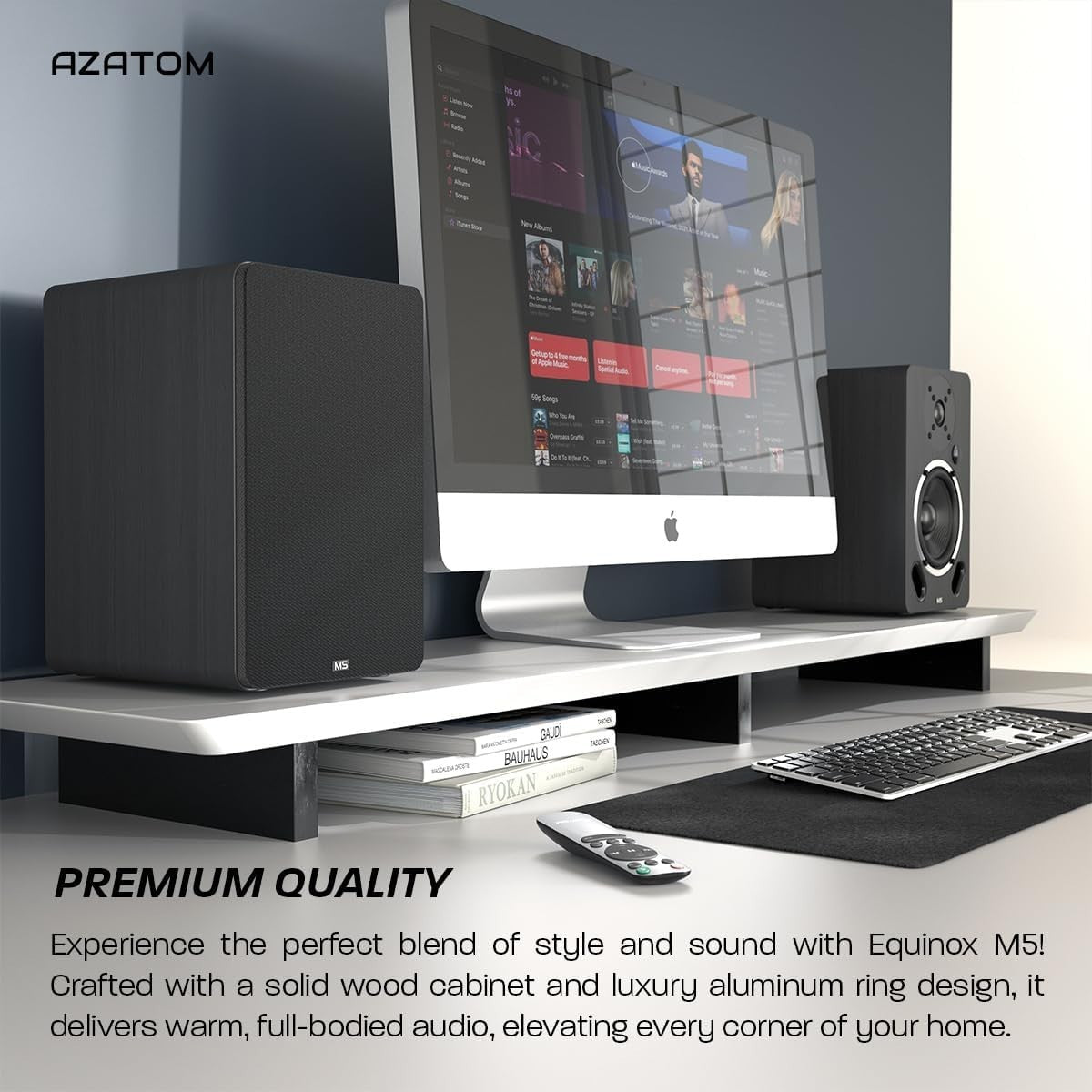 100W Bluetooth HDMI HiFi Bookshelf Speakers Carbon Fibre Driver Silk Tweeter