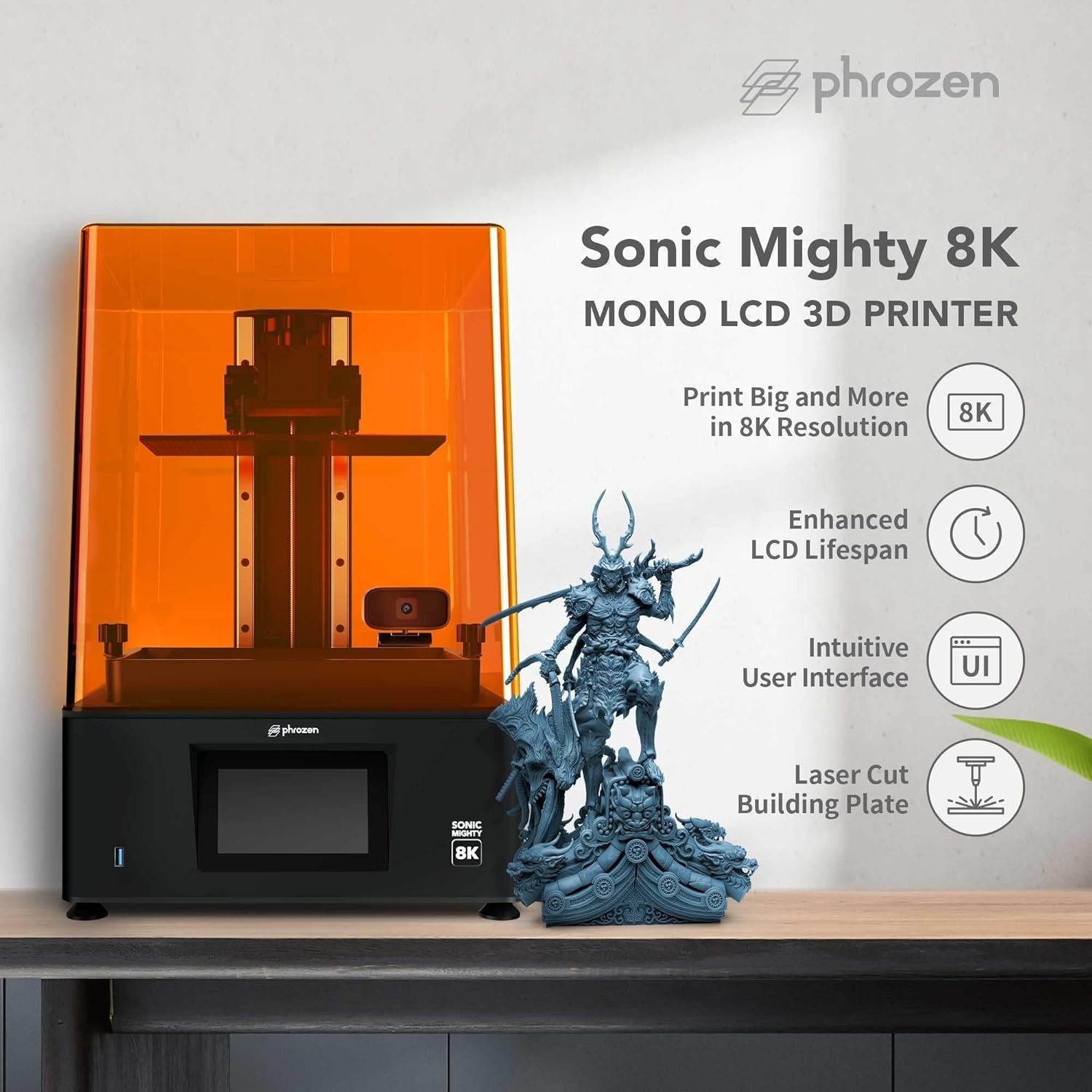 8K Resin 3D Printer Mono LCD Large Build Volume Ultra Detail