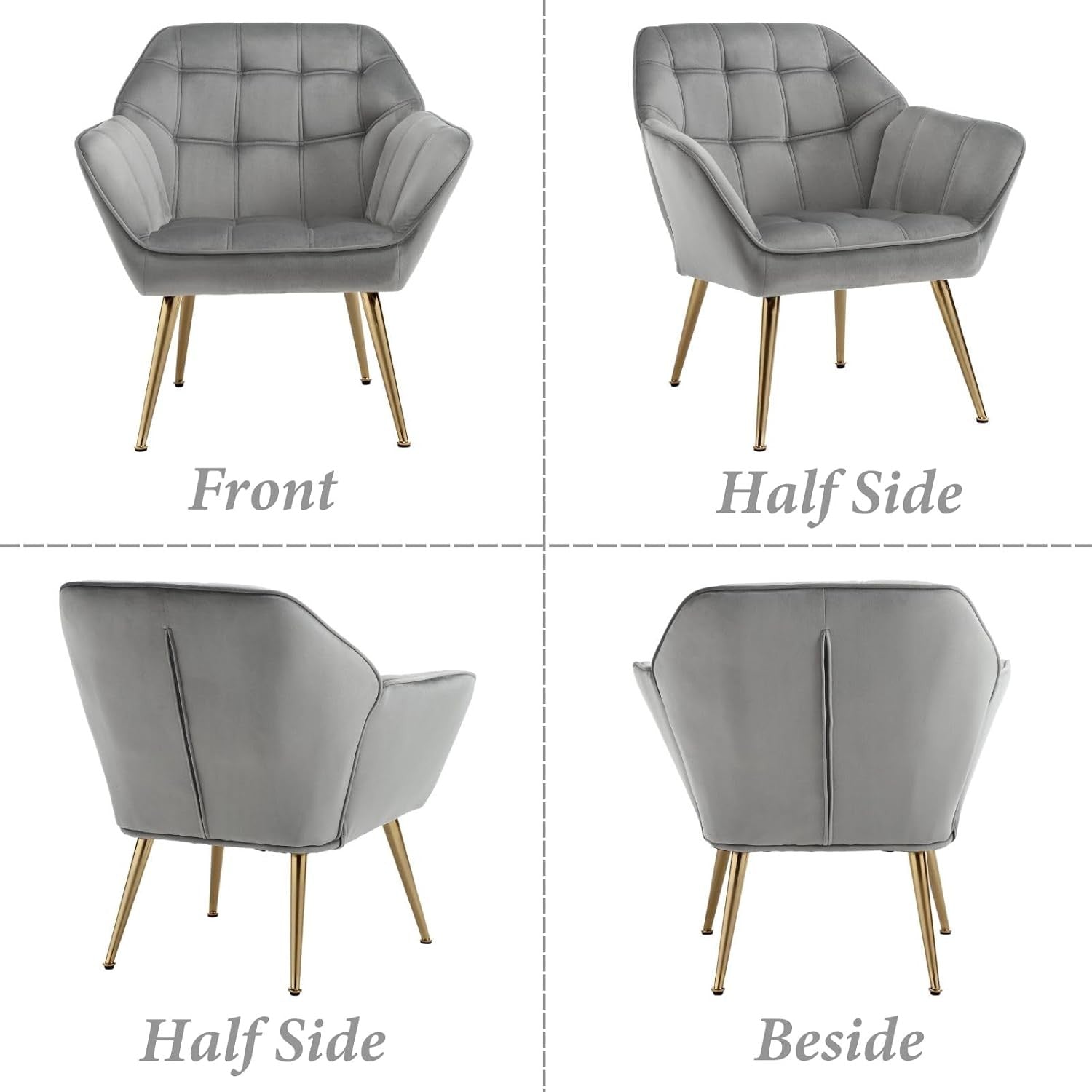 Velvet Tub Accent Chair Gold Legs Upholstered Armchair