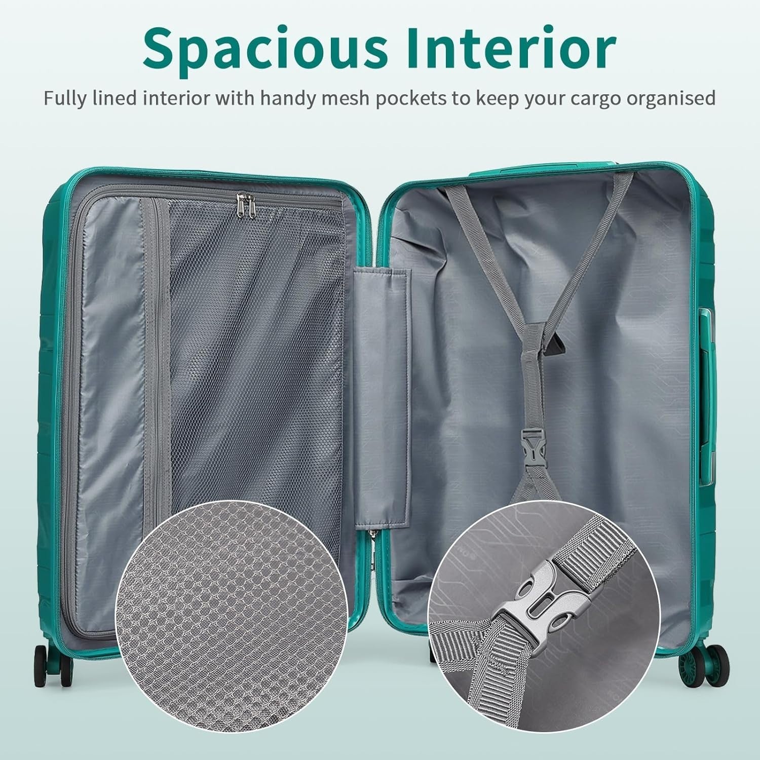 4pc Polypropylene Luggage Set 20 24 28 Cabin TSA Lock Spinner Wheels