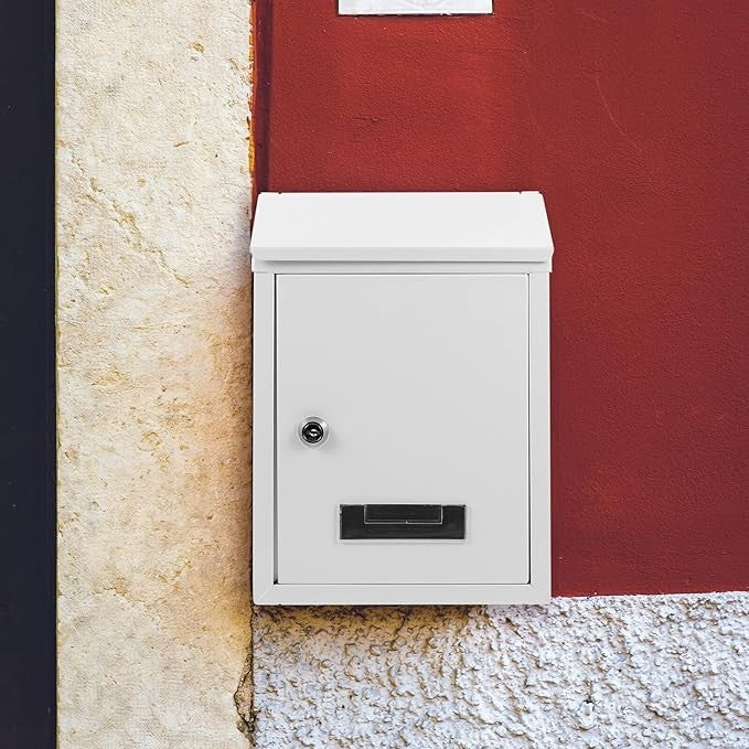 Lockable Vintage Wall Mount Mailbox – Rainproof Iron Post Box for Home & Garden