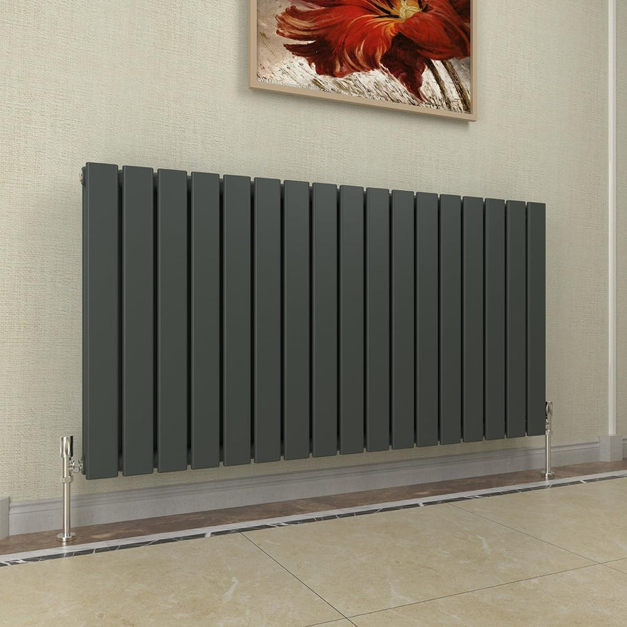 Anthracite Horizontal Radiator 600x1156mm Double Flat Panel Modern