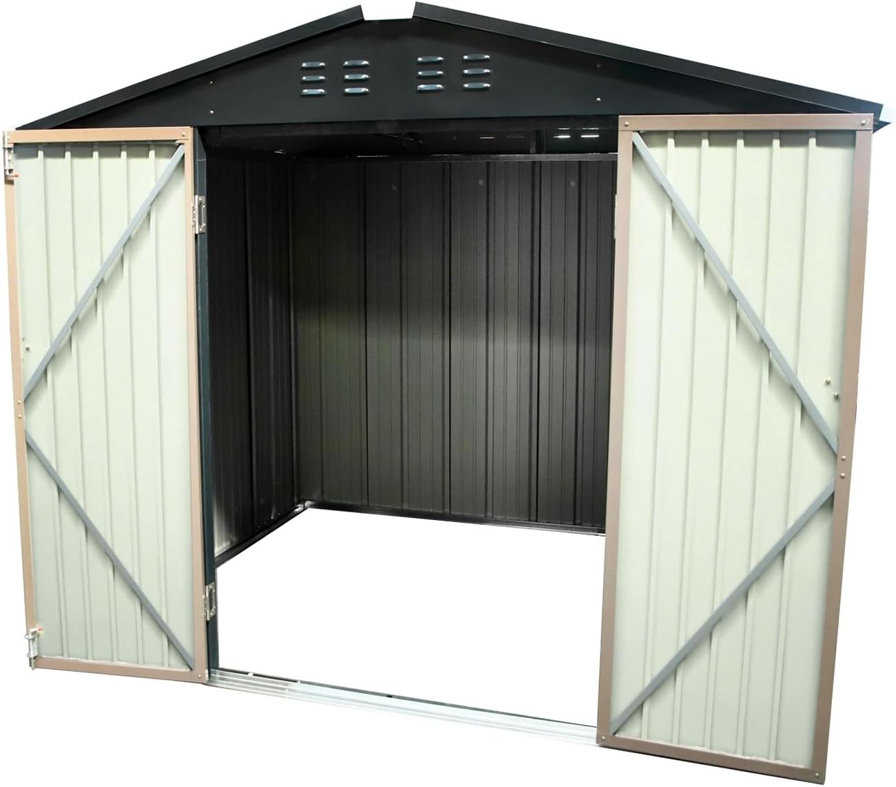 6x8ft Outdoor Metal Garden Shed Sloped Roof Lockable Storage