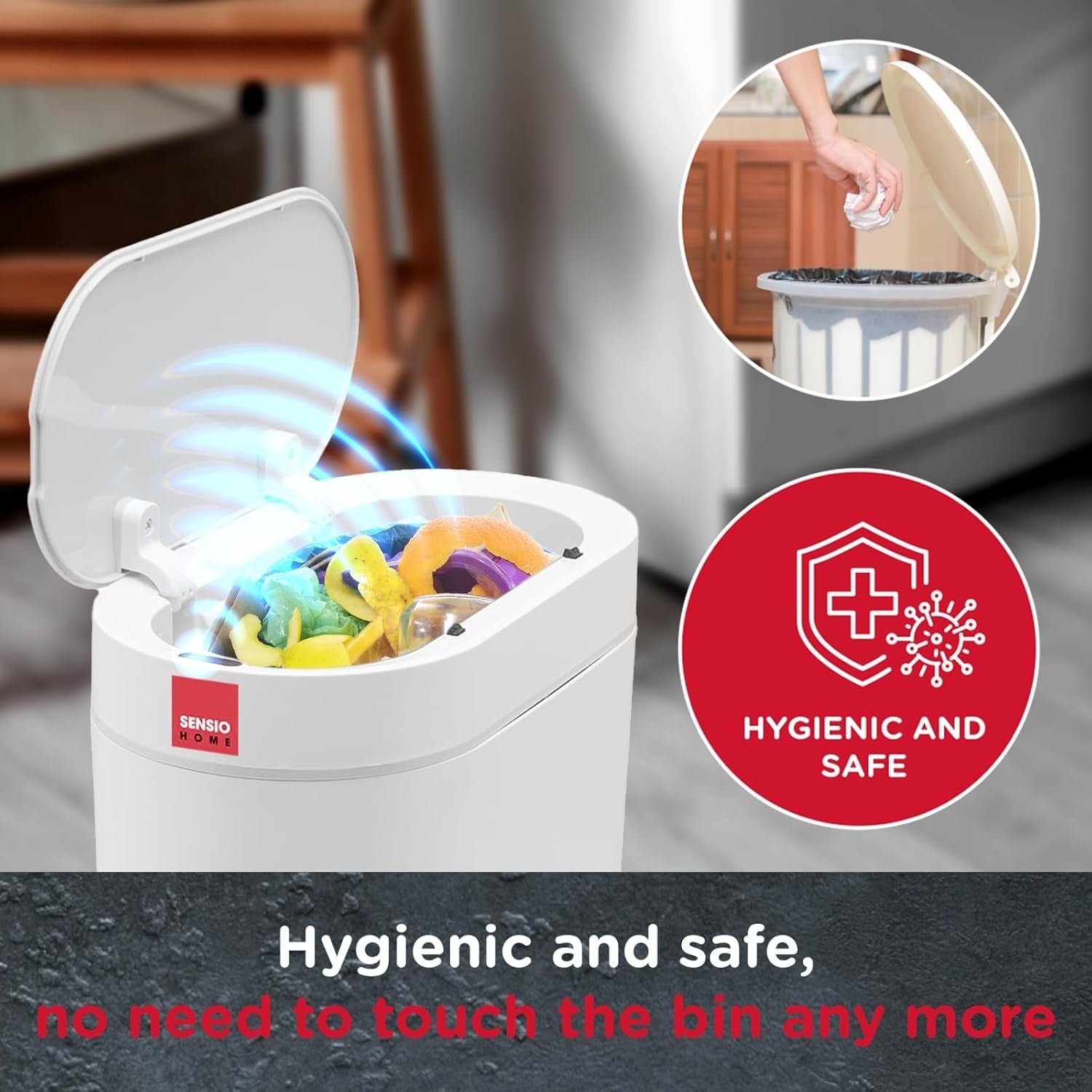 5L Motion Sensor Bin White Waterproof Auto Lid