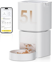 Automatic Cat Feeder 5L WiFi App Control Timer Food Dispenser White