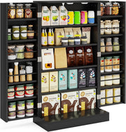 Small Black Pantry Cabinet with 2 Doors and 17 Shelves