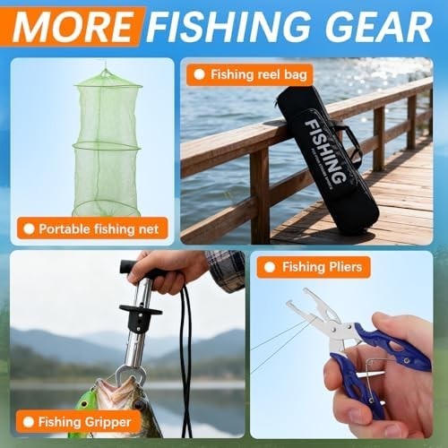 Kids Telescopic Fishing Rod & Reel Set – 2-Piece Starter Kit with Net & Lures