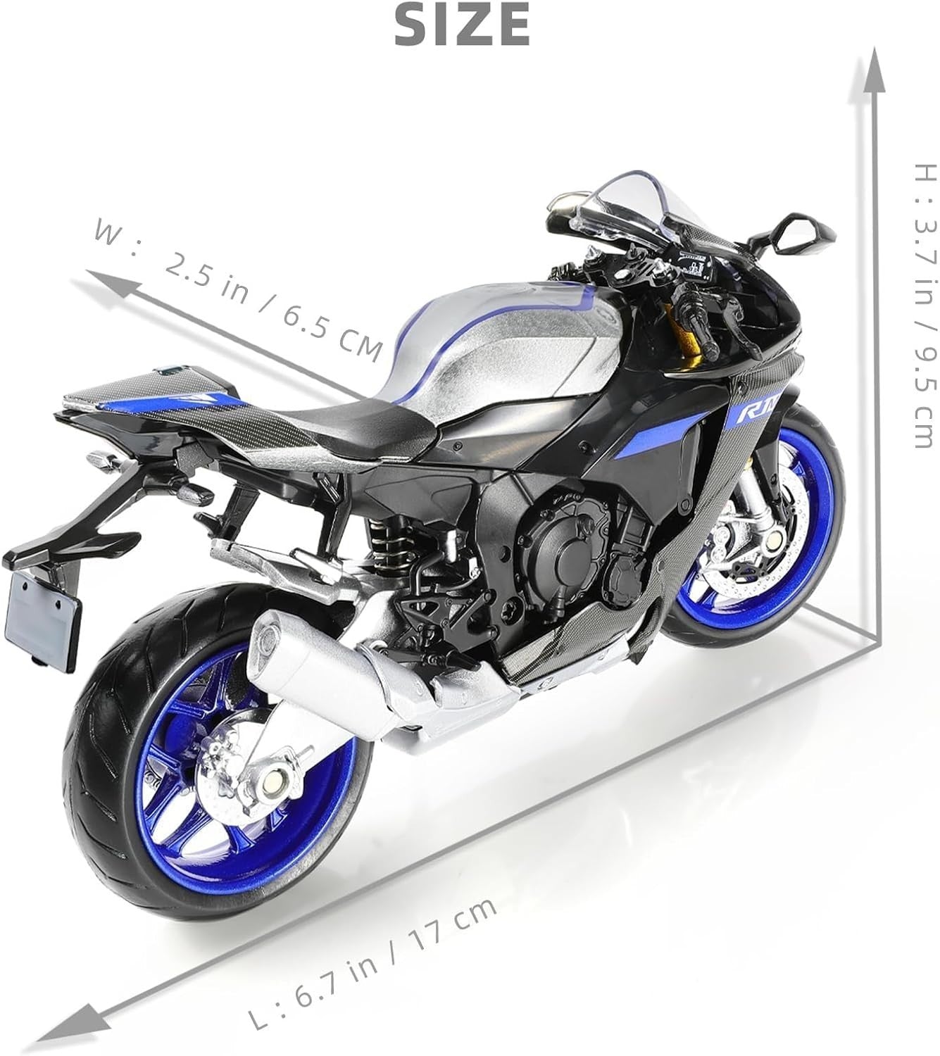 1:12 Diecast YZF-R1M Motorbike Model Silver Miniature Collectible Gift