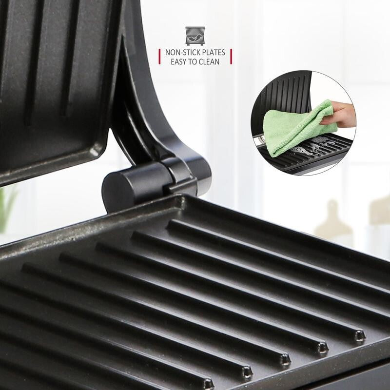 700W Non-Stick 2 Slice Panini Press Sandwich Toastie Maker Grill Black