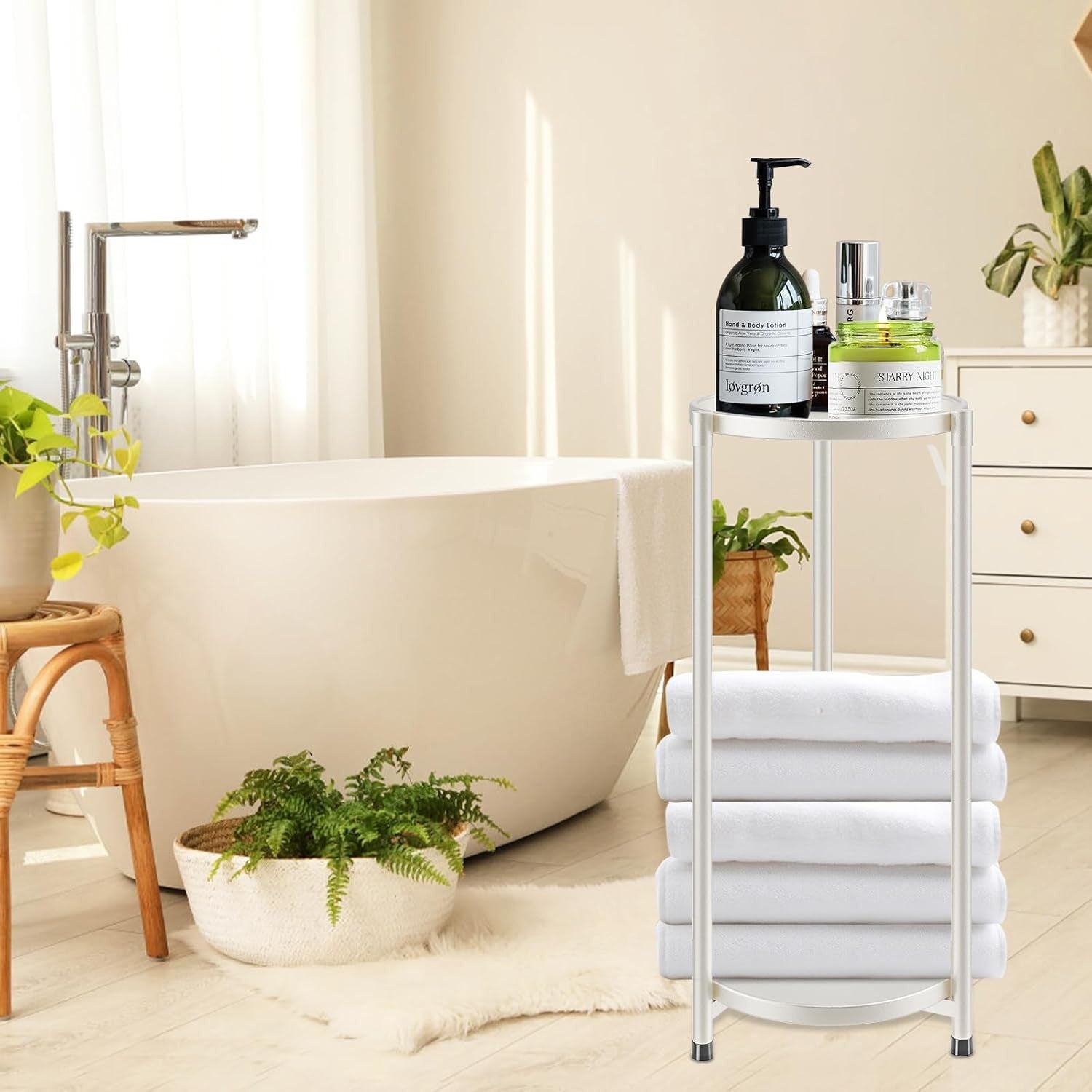 2 Tier White Metal Plant Stand Indoor Outdoor Flower Display Rack Corner Shelf