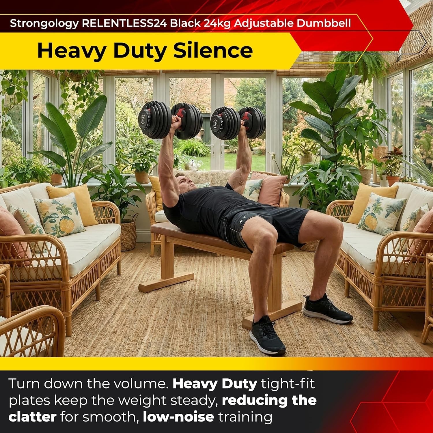 Smart Adjustable Dumbbell 2.5–24KG Space Saving Home Gym Training Weight