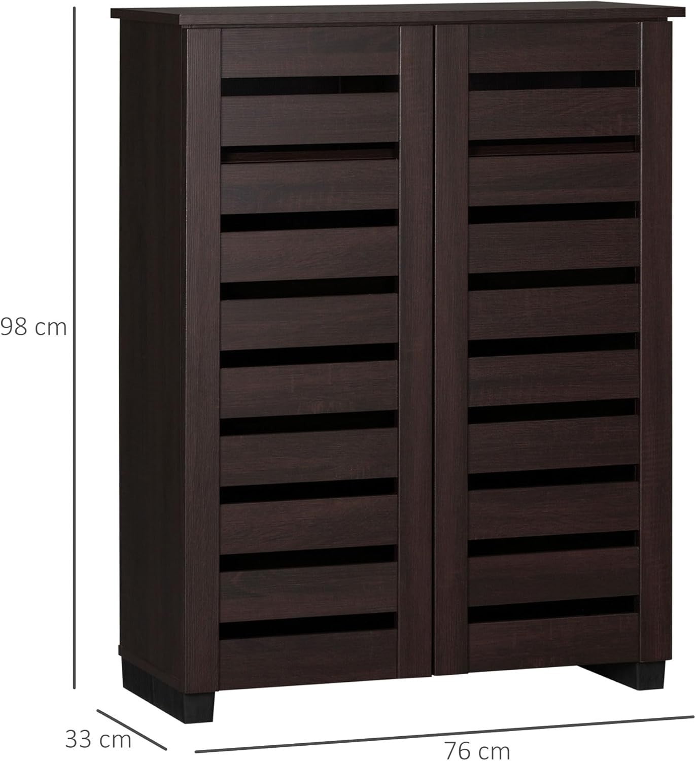 Slim 5-Tier Shoe Cabinet with Adjustable Shelves & Ventilated Doors, Dark Brown