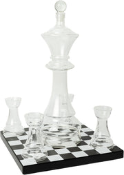 Glass Chess Decanter Set 750ml with Rook Shot Glasses Luxury Gift Base