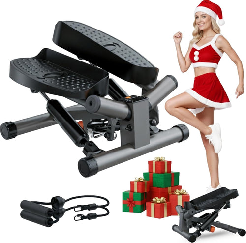 Twist Mini Stepper w/ LCD Monitor, Resistance Bands & Non-Slip Oversized Pedals