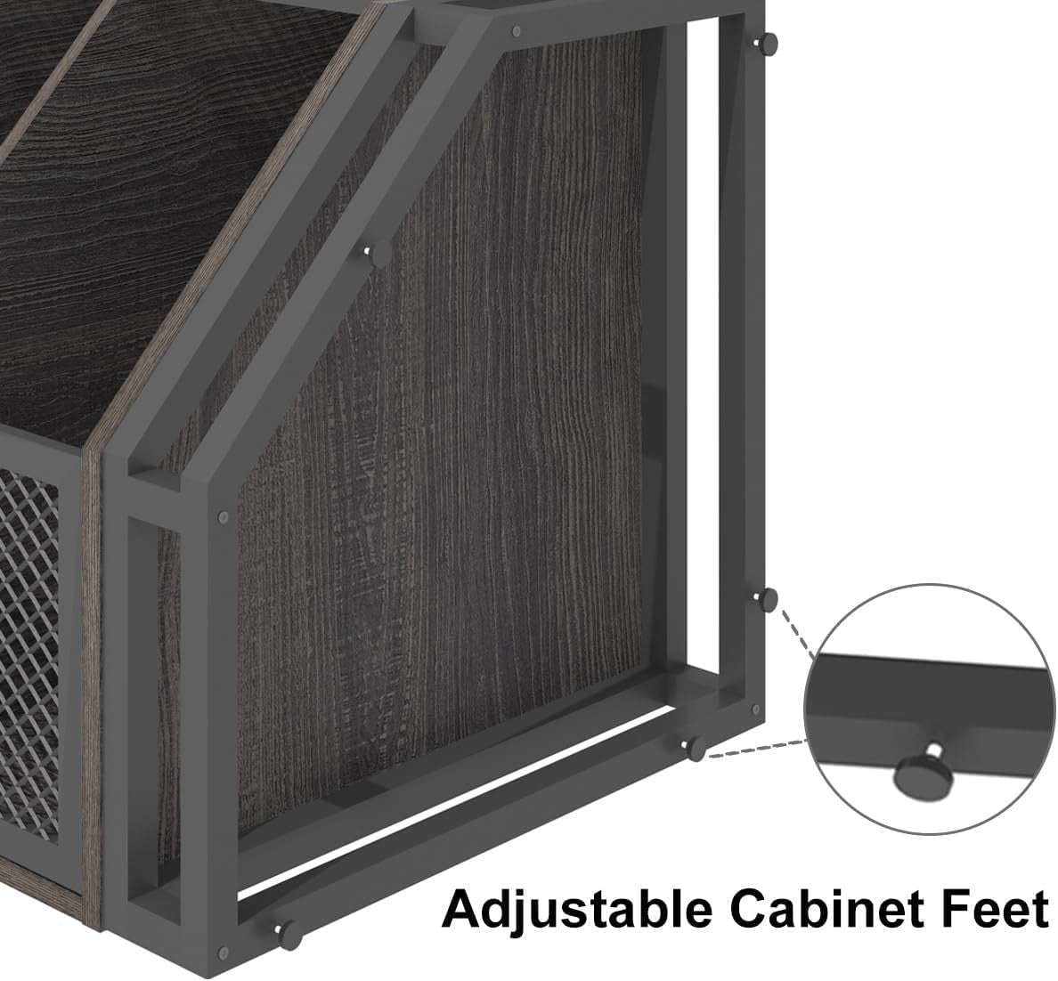 Tall Corner Bar Cabinet with Wine Rack & Adjustable Shelves Home Bar Unit
