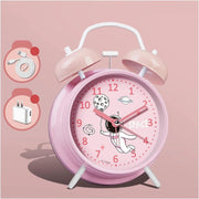 Pink Twin Bell Alarm Clock Loud Non-Ticking Silent Vintage Bedside