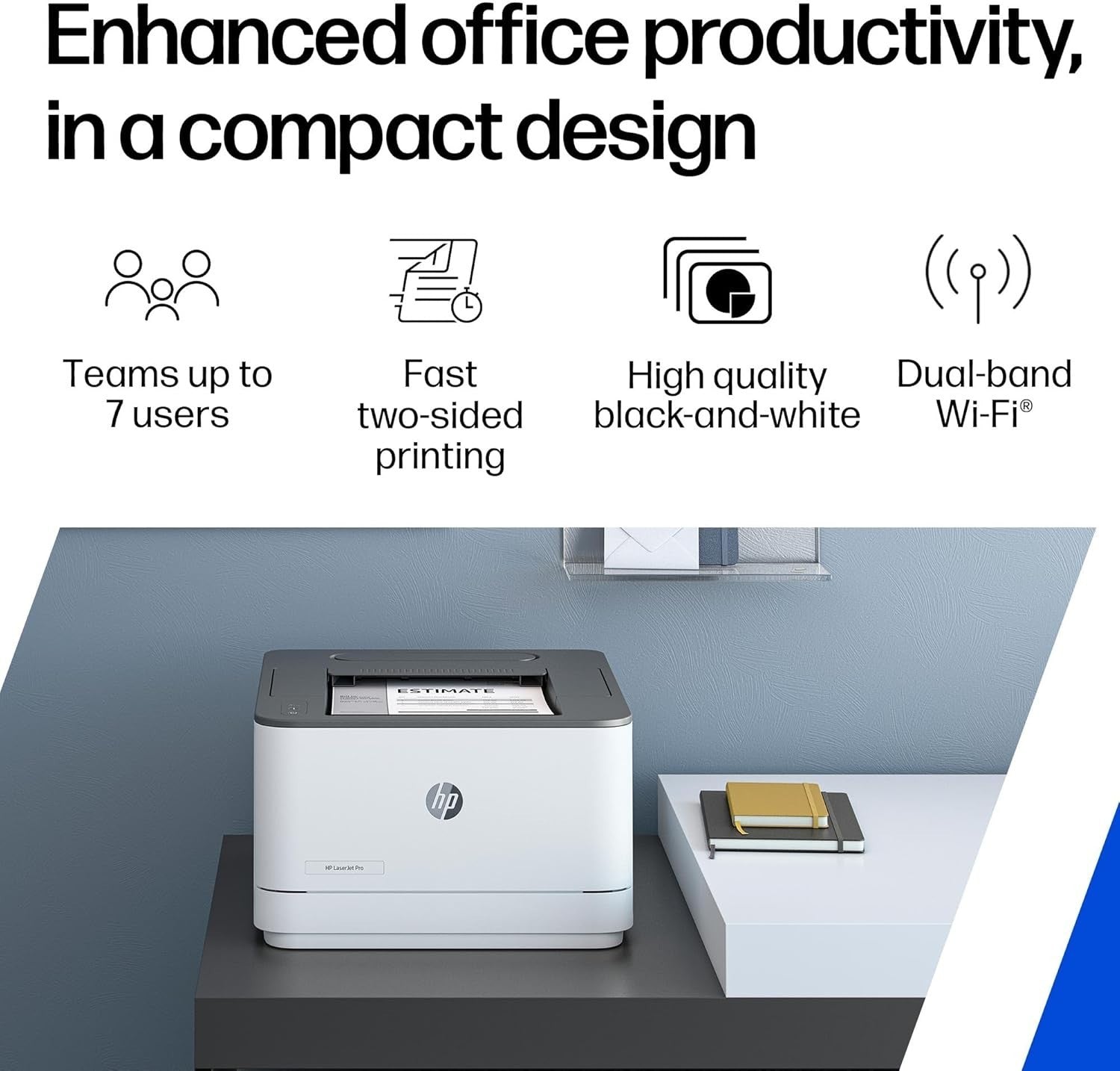 Wireless Monochrome Laser Printer Grey White | 33ppm Duplex Secure A4 |"