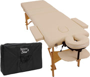 Portable Massage Table 3-Section Folding Therapy Bed w/ Backrest Cradle Ivory