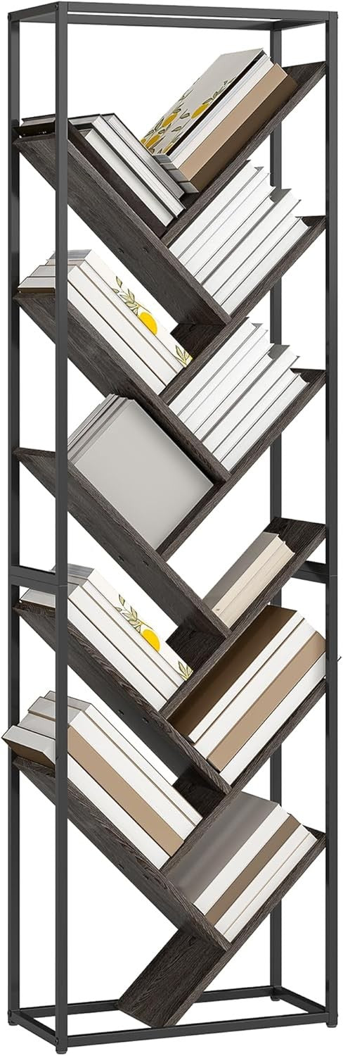 10-Tier Tree Bookshelf Industrial Tall Bookcase Display Unit for Living Room Off