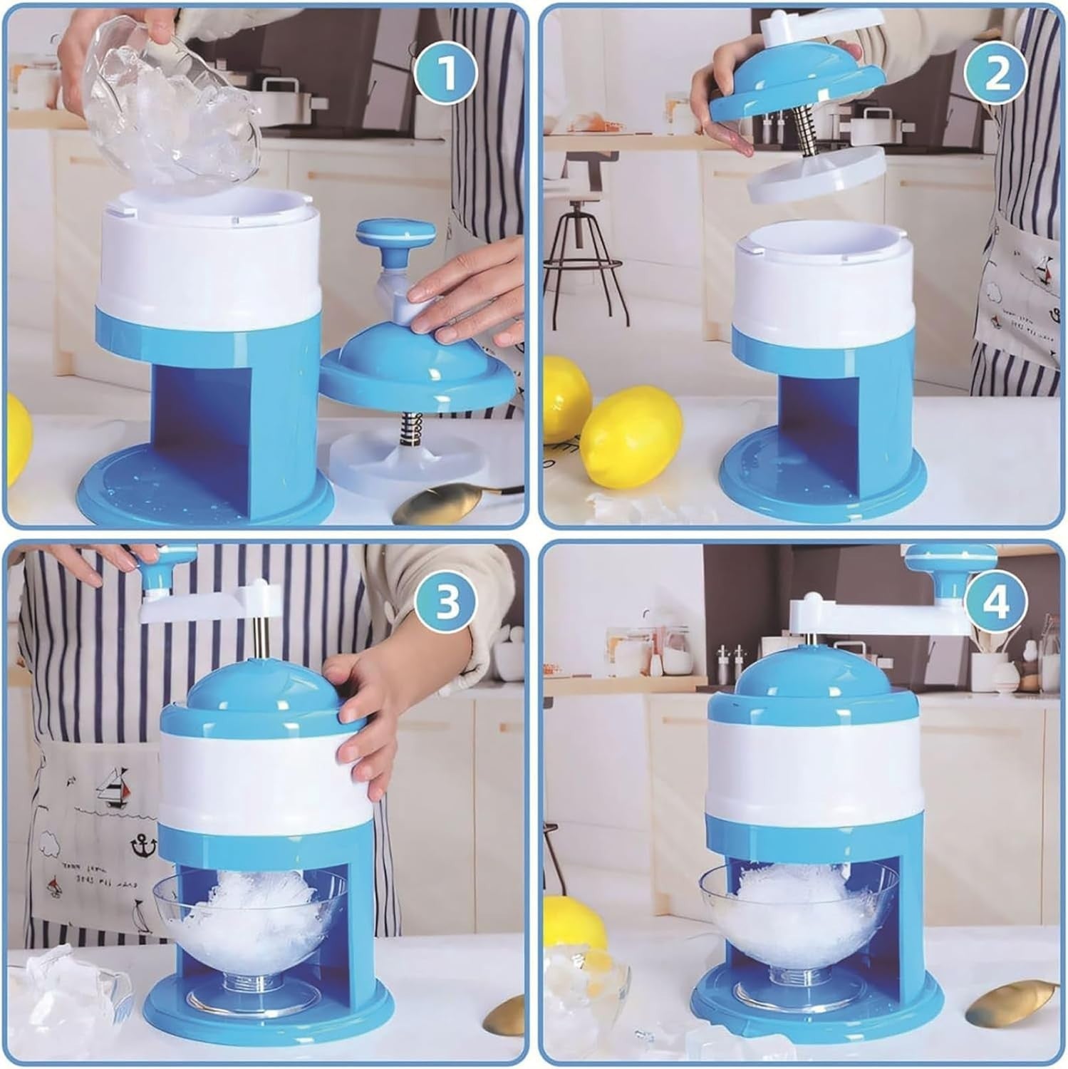 Manual Ice Shaver Crusher Portable Hand Crank Snow Cone Slush Maker
