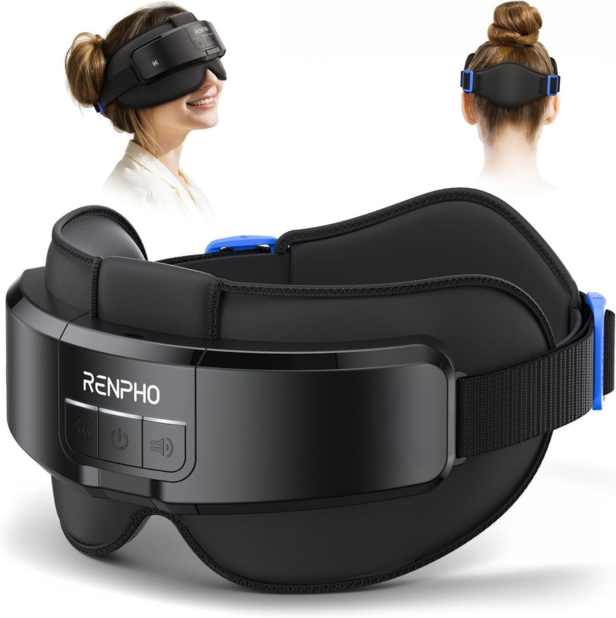Heated Eye & Head Massager with Bluetooth Music for Migraine & Sleep Relief