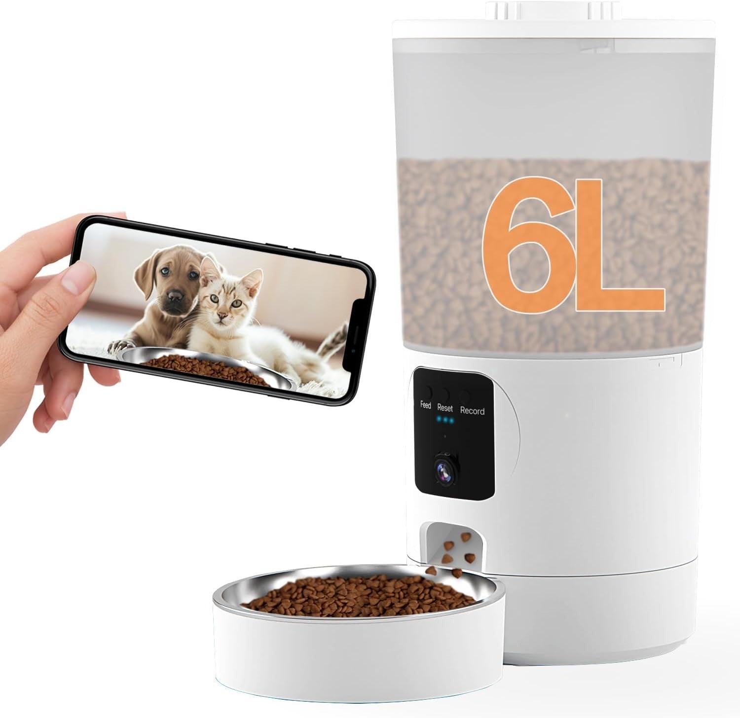 Smart Pet Feeder 2K Camera WiFi App Control 6L Auto Cat Dog Feeder