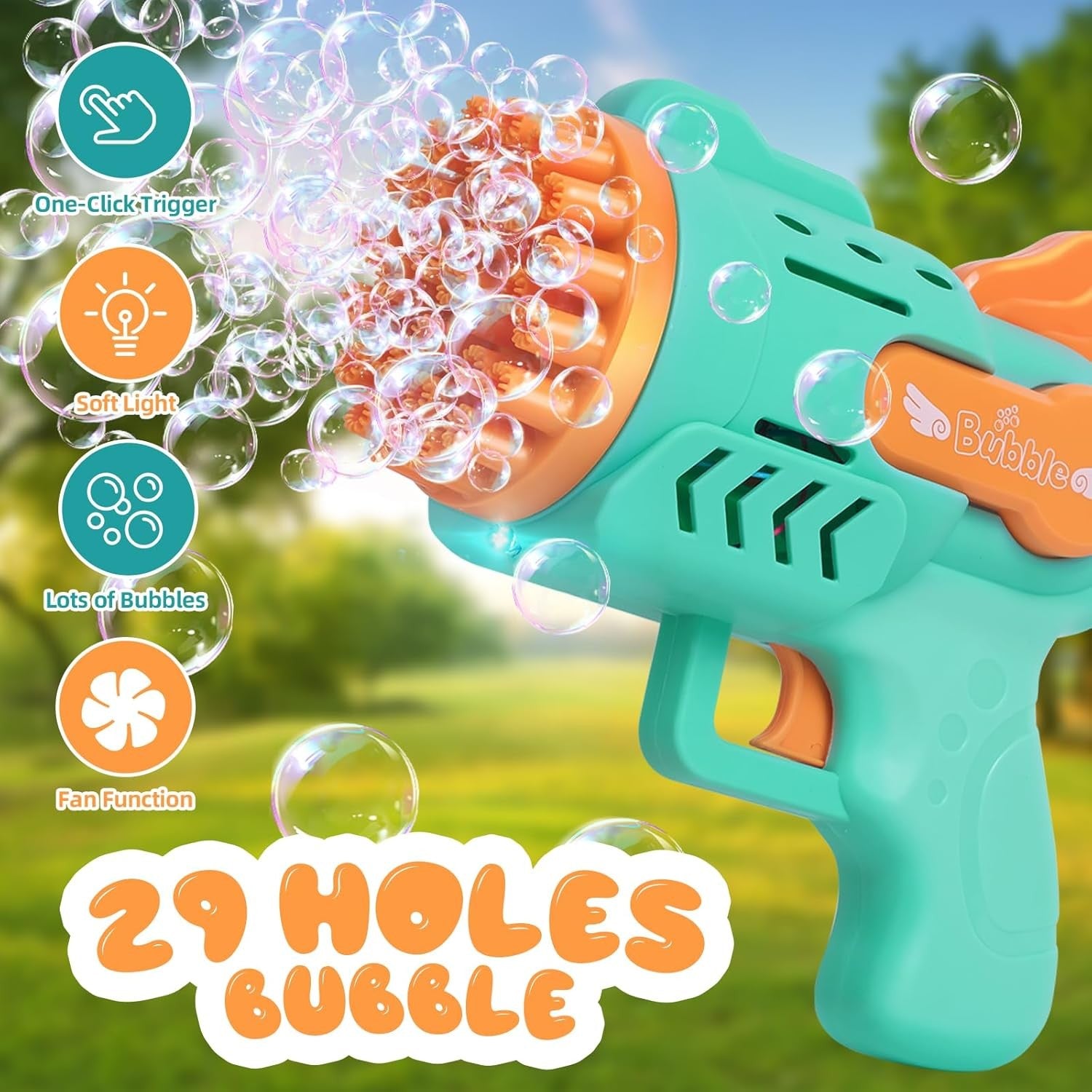 Bubble Gun 29 Hole Kids Electric Bubble Machine Silent Toy
