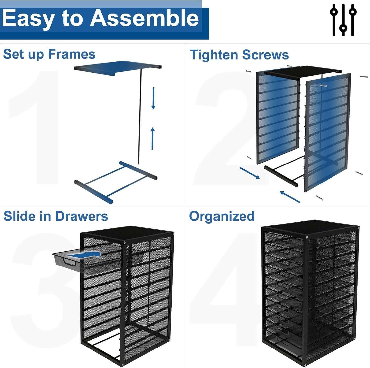 Desktop Mesh File Organizer 10 Drawers Large Office Paper Storage Box