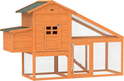 Wooden Chicken Coop with Run Nesting Box Slide Out Tray Ramp 4 Hens