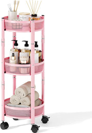3 Tier Foldable Rolling Storage Cart Metal Utility Trolley Lockable Wheels