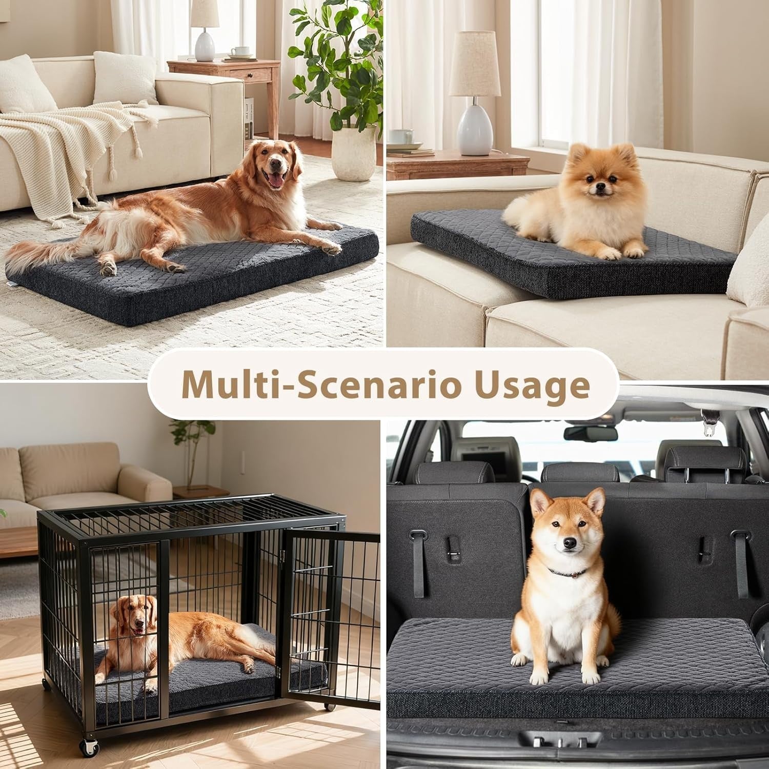 XL Orthopedic Dog Crate Bed 104x69cm Memory Foam Washable