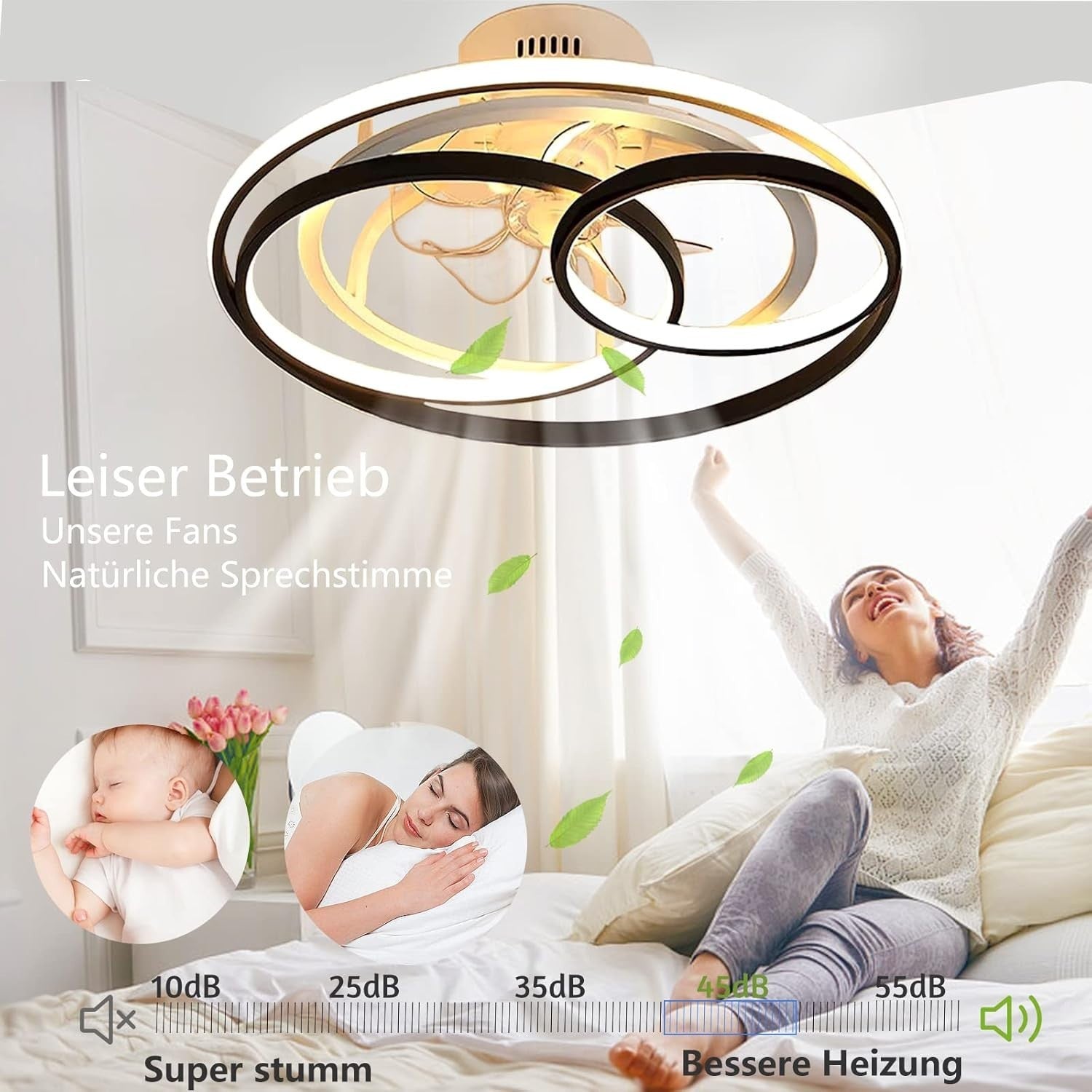 50cm Wildcat Ceiling Fan Light, 6-Speed Dimmable Reversible LED, Quiet Clear
