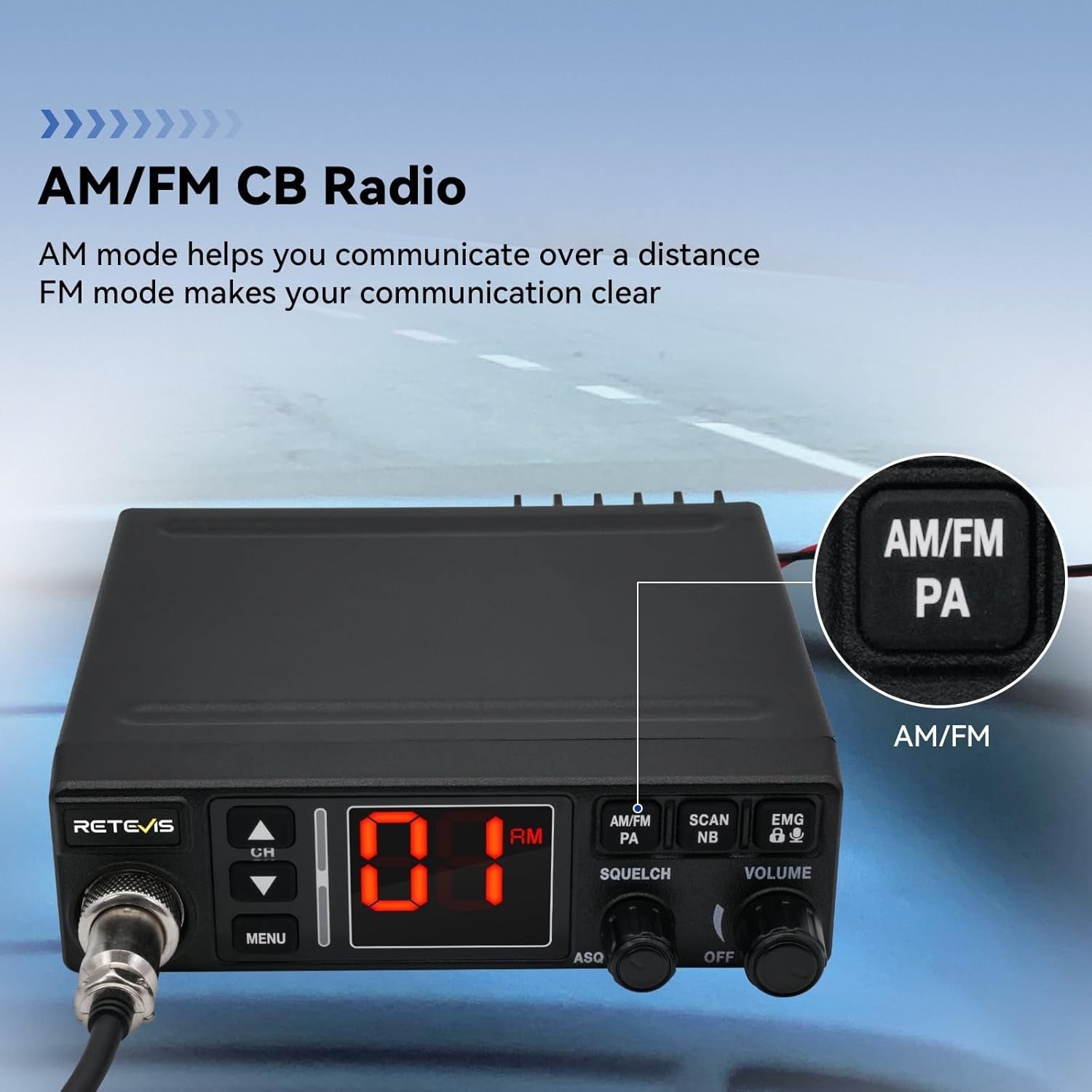 40-Channel CB Radio AM/FM Truck Caravan Off-Road 12/24V VOX PA System