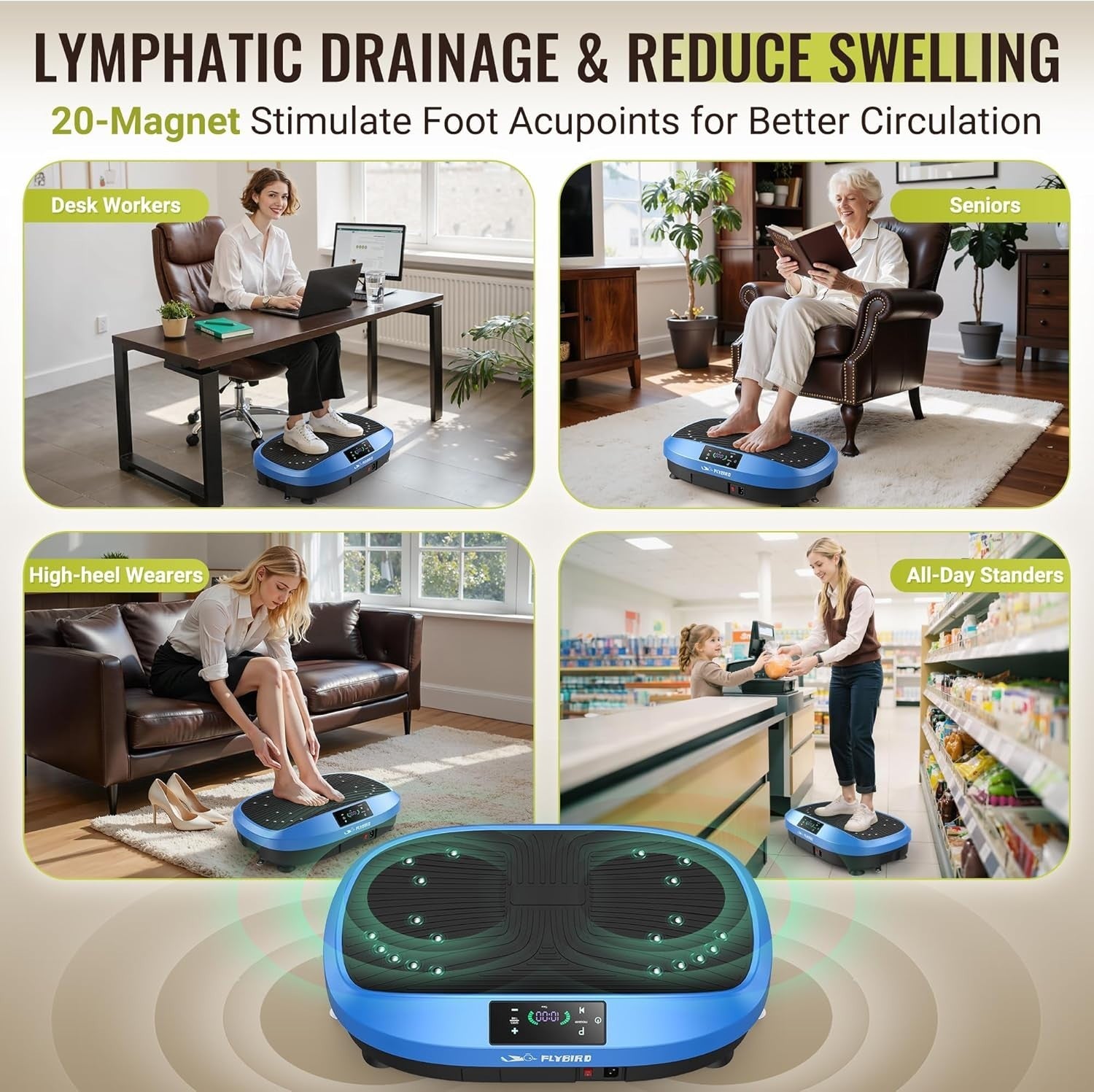 Vibration Plate Exercise Machine 120 Speeds 5 Programs 150KG Home Trainer